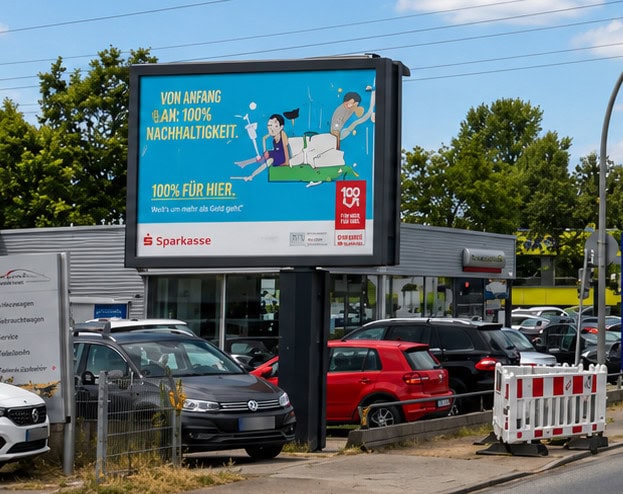 City-Star Werbetafel vor Autohaus